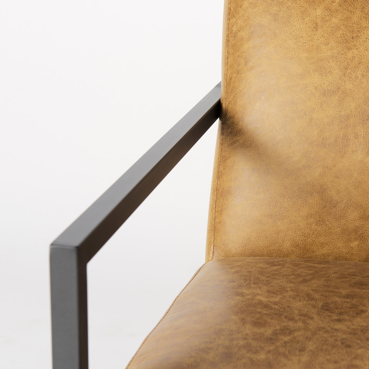 Armelle II Brown Leather Seat w/Gray Metal Frame Accent Chair from Mercana - Luna Furniture