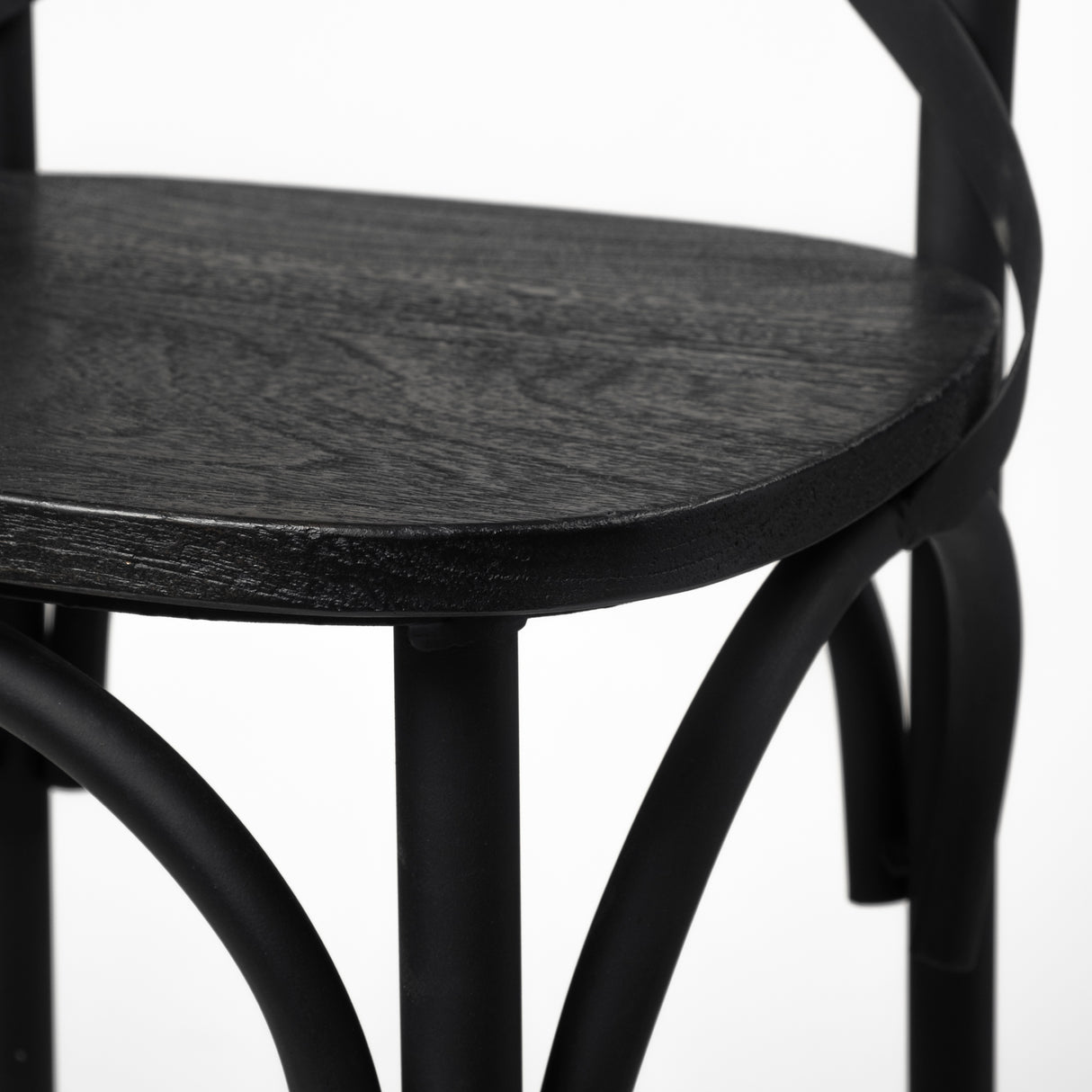 Etienne 26.25" Seat Height Black Wood Seat Black Metal Base Stool from Mercana - Luna Furniture
