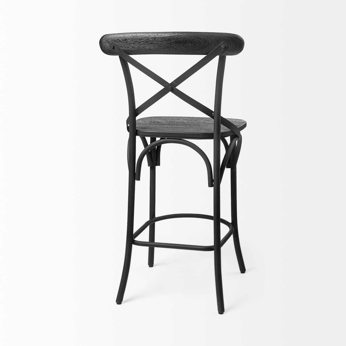 Etienne 26.25" Seat Height Black Wood Seat Black Metal Base Stool from Mercana - Luna Furniture