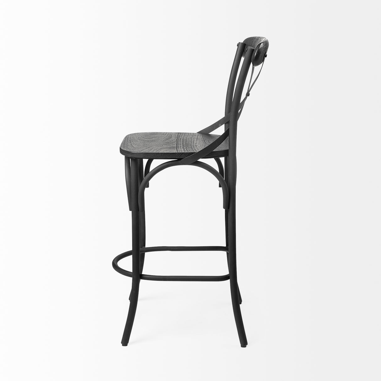 Etienne 26.25" Seat Height Black Wood Seat Black Metal Base Stool from Mercana - Luna Furniture
