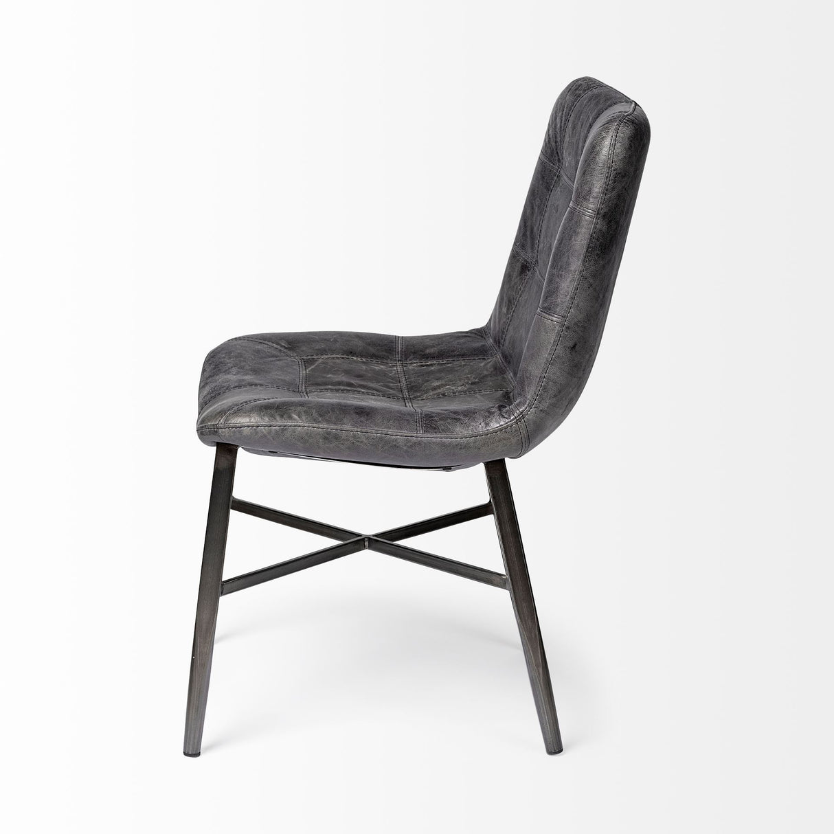 Horsdal Black Genuine Leather Seat w/ Black Metal Frame Dining Chair from Mercana - Luna Furniture