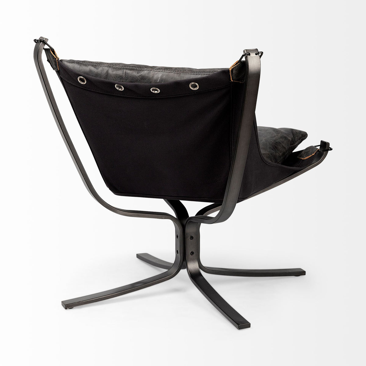 Colarado Black Leather Cushions w/ Black Metal Frame Sling-Style Accent Chair from Mercana - Luna Furniture