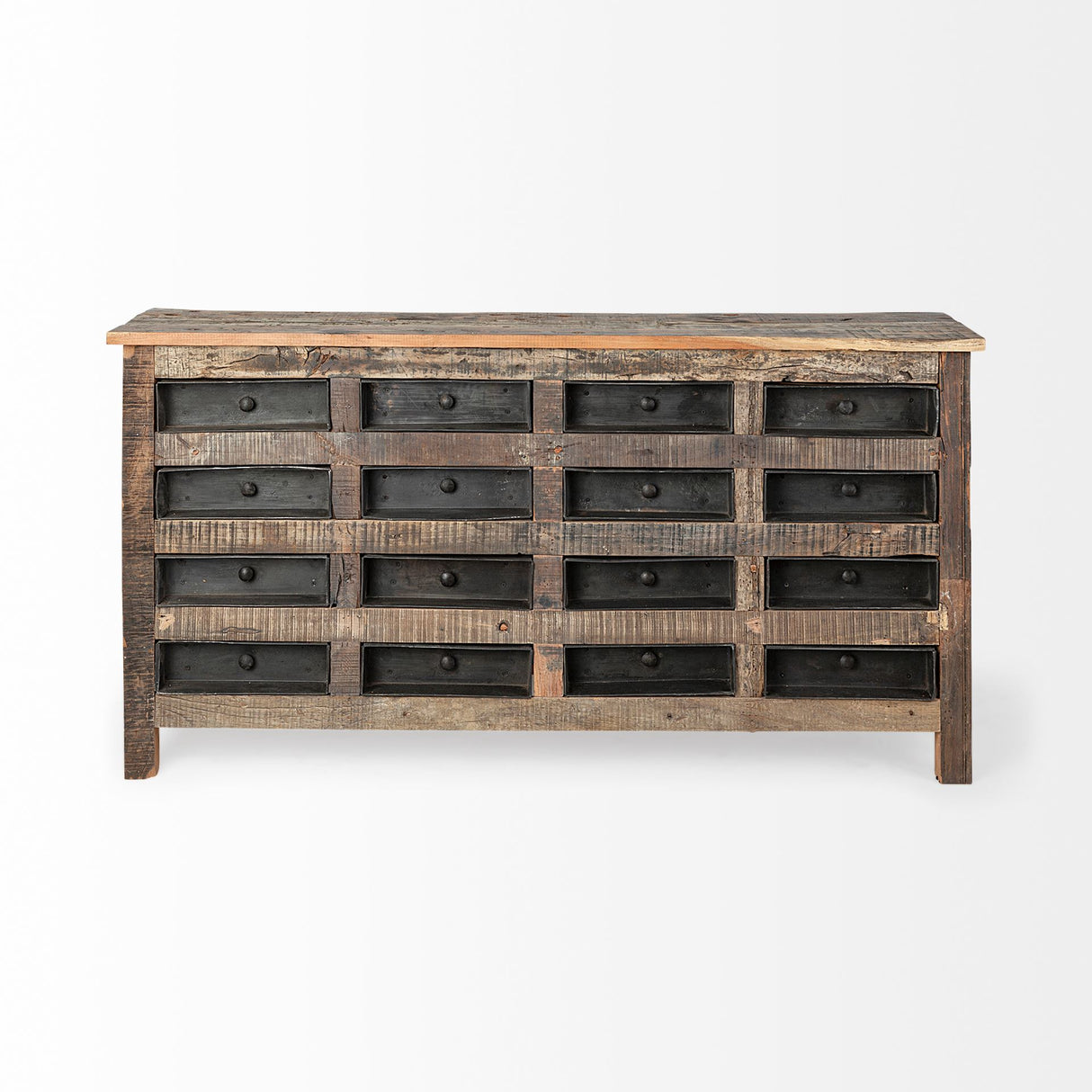 Wilton I 63x16 Reclaimed Wood and Metal 16 Drawer Sideboard from Mercana - Luna Furniture