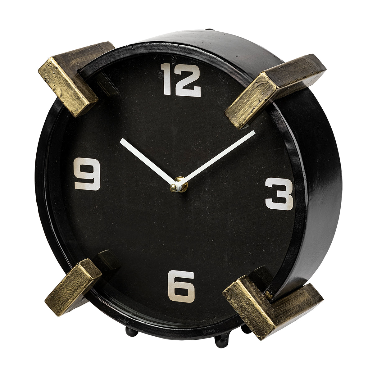 Agar Black Metal Round Table Clock from Mercana - Luna Furniture