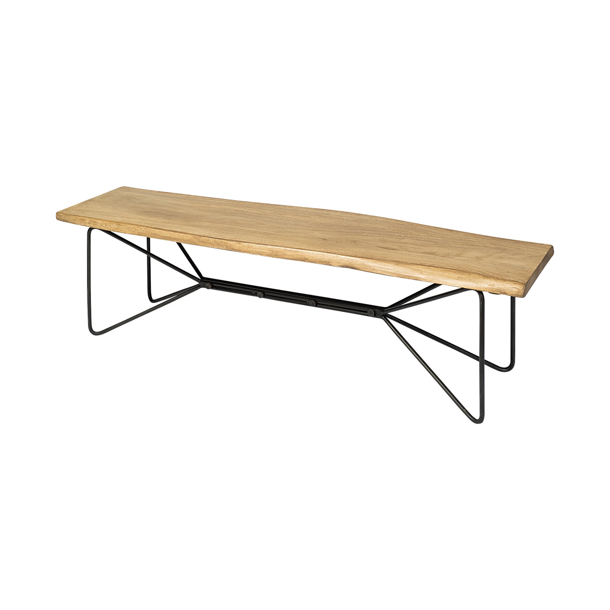 Papillion III 66L x 16W Blonde Wood And Iron Dining Bench from Mercana - Luna Furniture