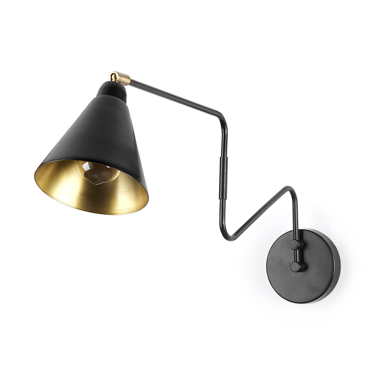 Cobalt 6L x 32W Black Metal Cone Shaped Swivel Wall Sconce from Mercana - Luna Furniture