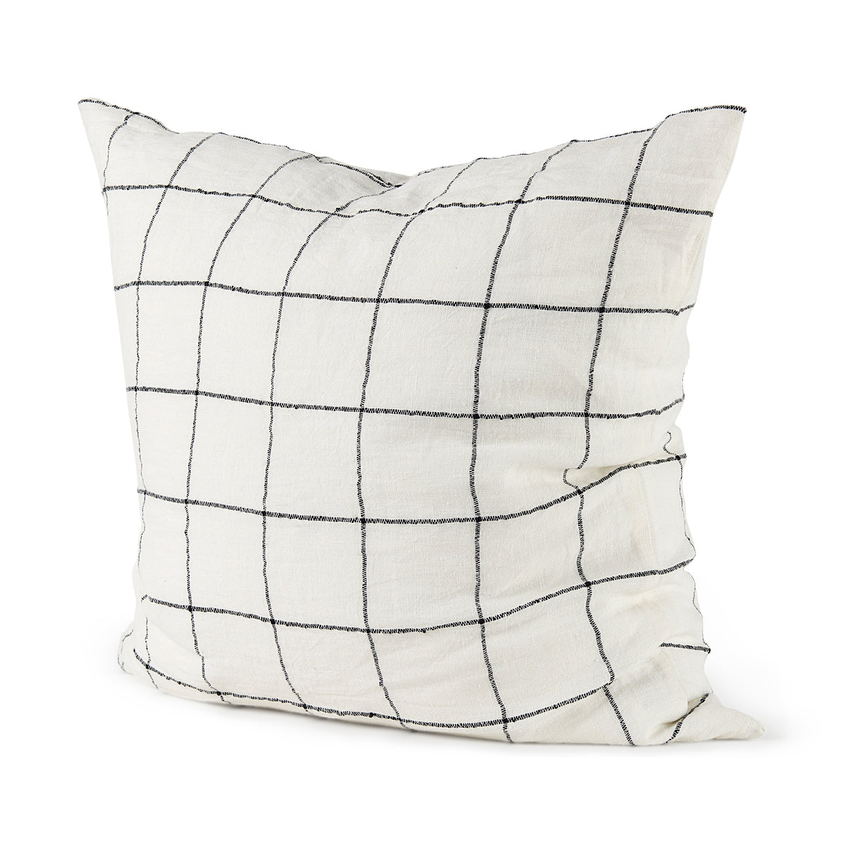 Suzanne 22 x 22 White/Black Square Pattern Decorative Pillow Cover from Mercana - Luna Furniture