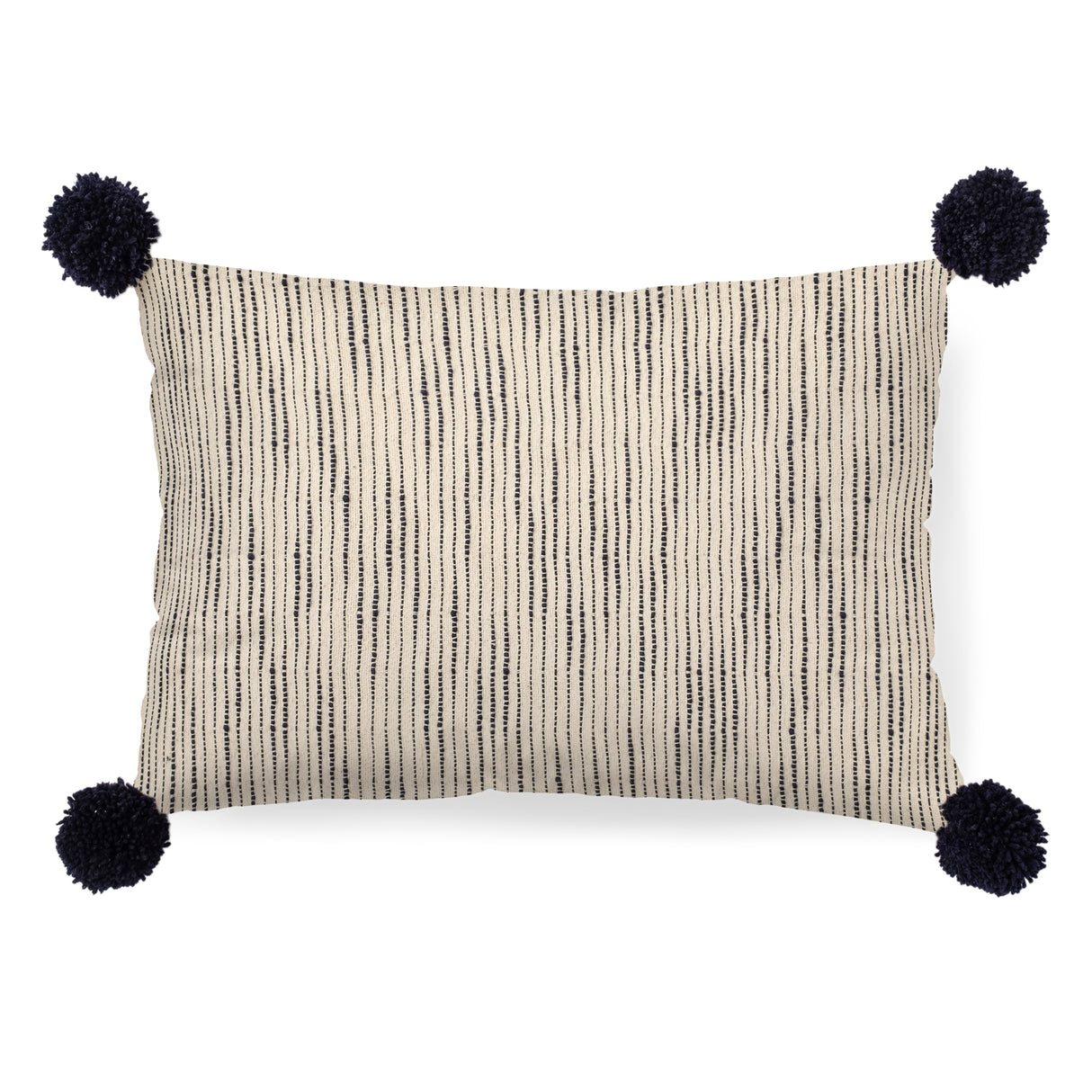 Krystal 13 x 21 Cream/Blue Pom Pom Decorative Pillow Cover from Mercana - Luna Furniture