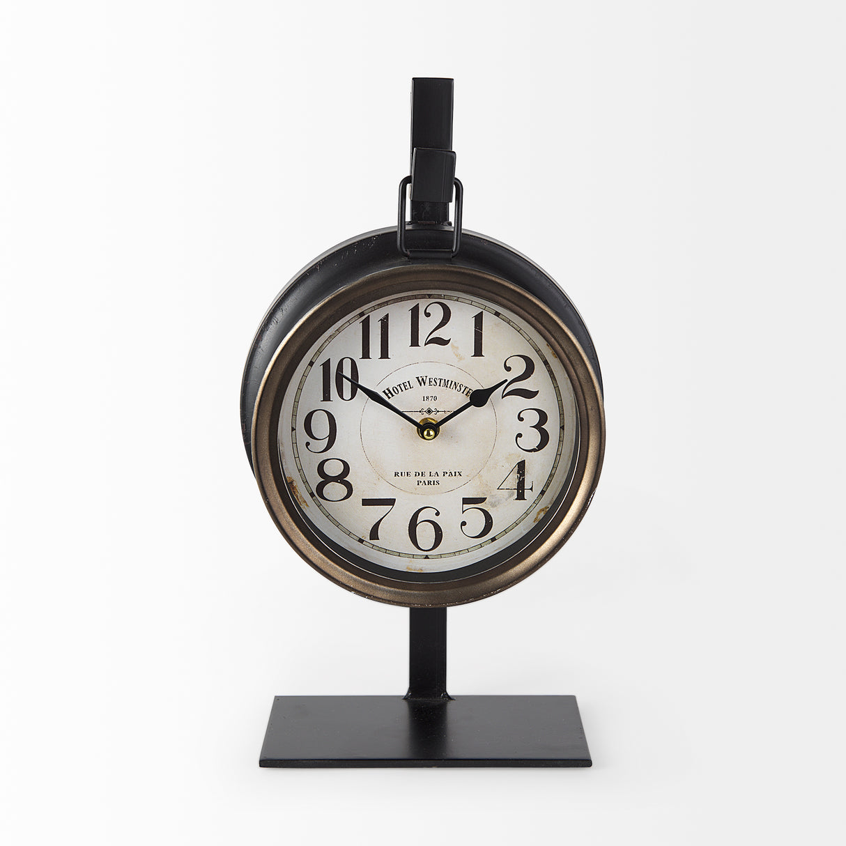Taxz Metallic Brown Metal Hanging Table Clock from Mercana - Luna Furniture