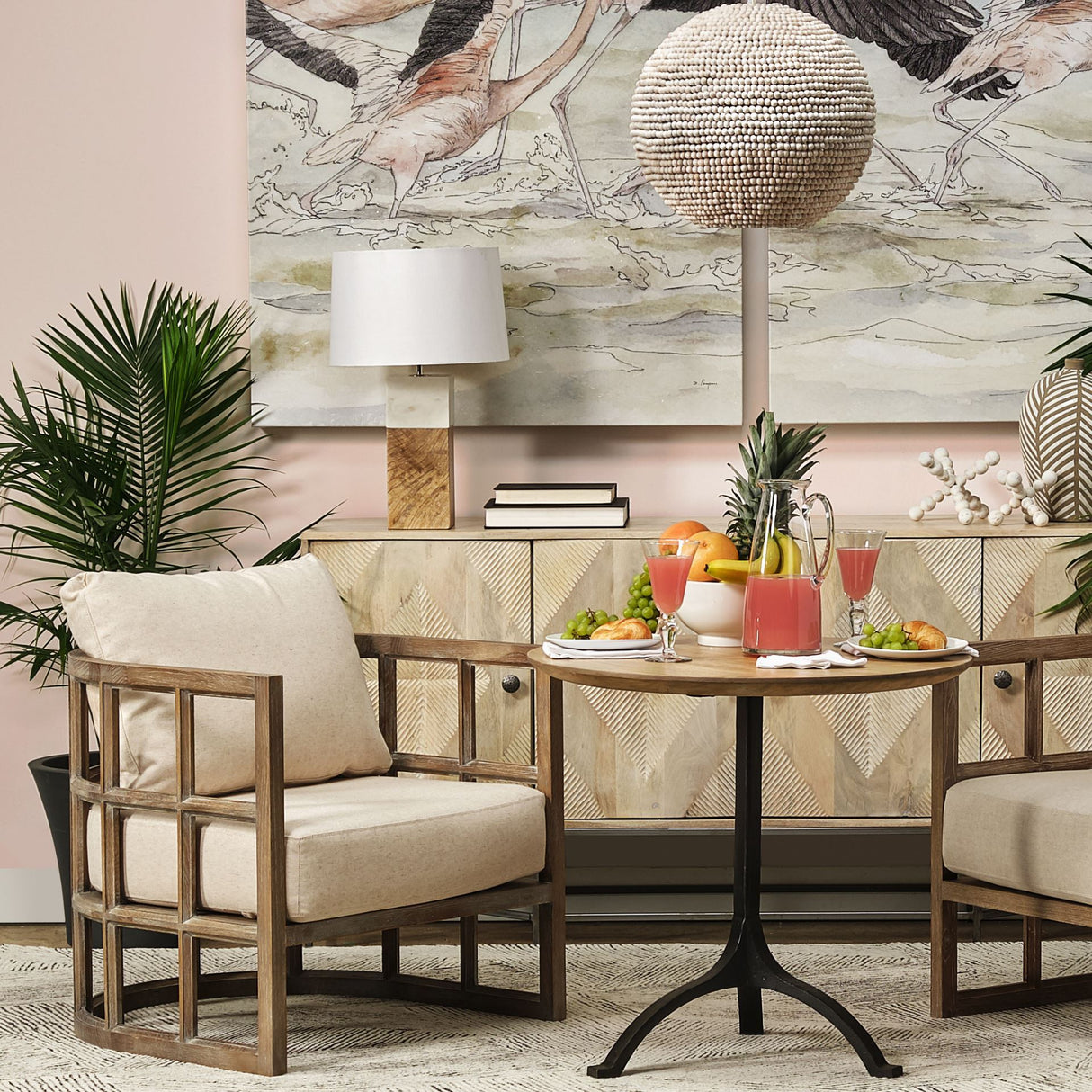 Woodrow (22.3"H) Light Brown Wood w/ White Accent Table Lamp from Mercana - Luna Furniture