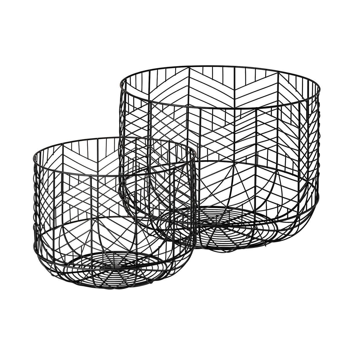 Idris Set of 2 Black Metal Geometric Mesh Bowls from Mercana - Luna Furniture