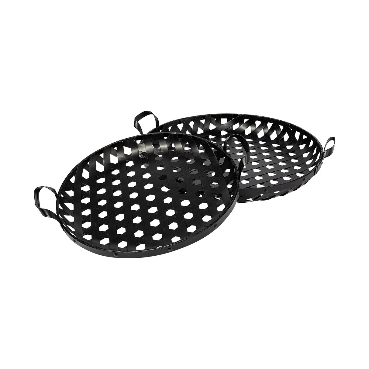 Lito (Set of 2) Black Woven Metal Round Serving Trays from Mercana - Luna Furniture