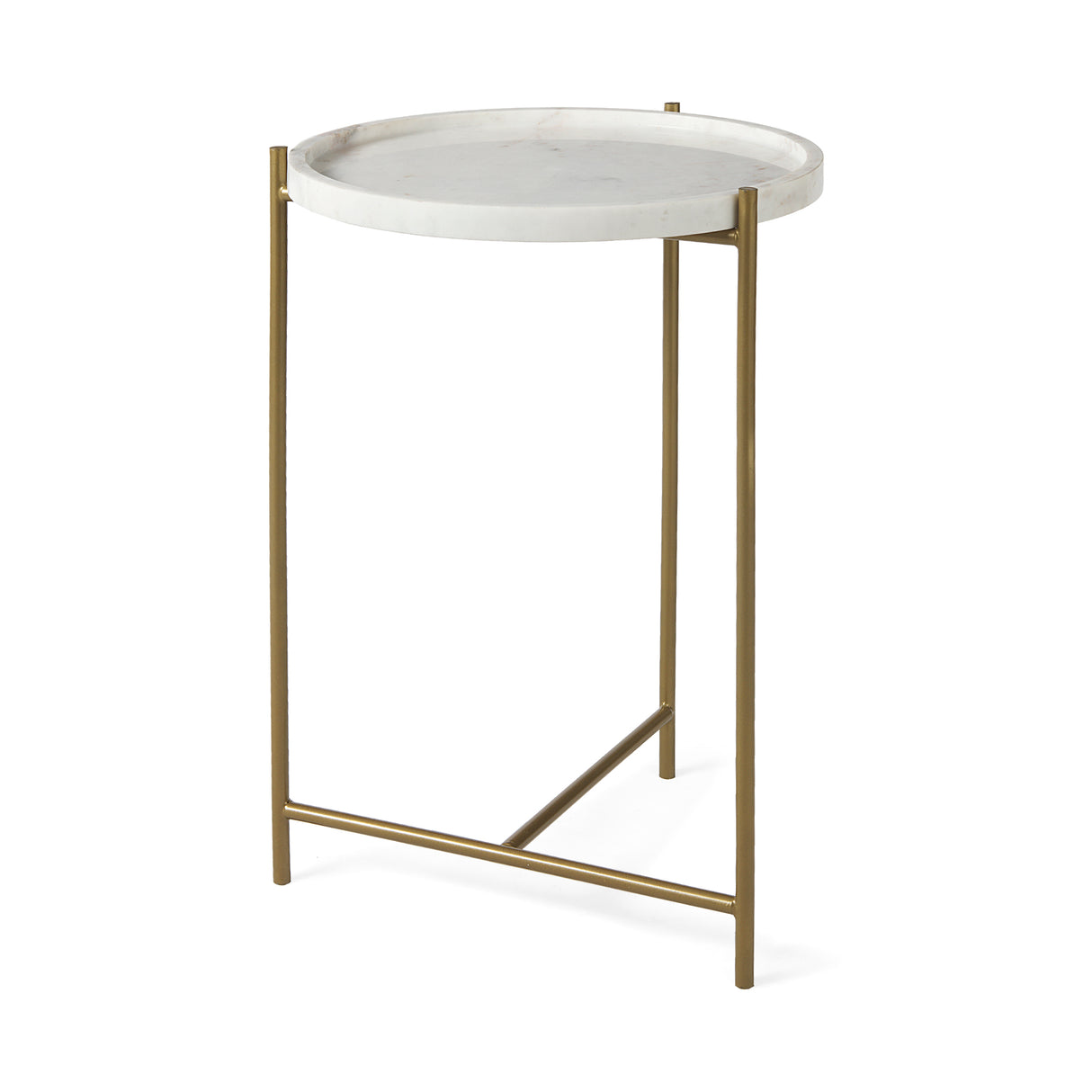 Stella 17L x 17W White Round Marble Top W/Gold Base Accent Table from Mercana - Luna Furniture