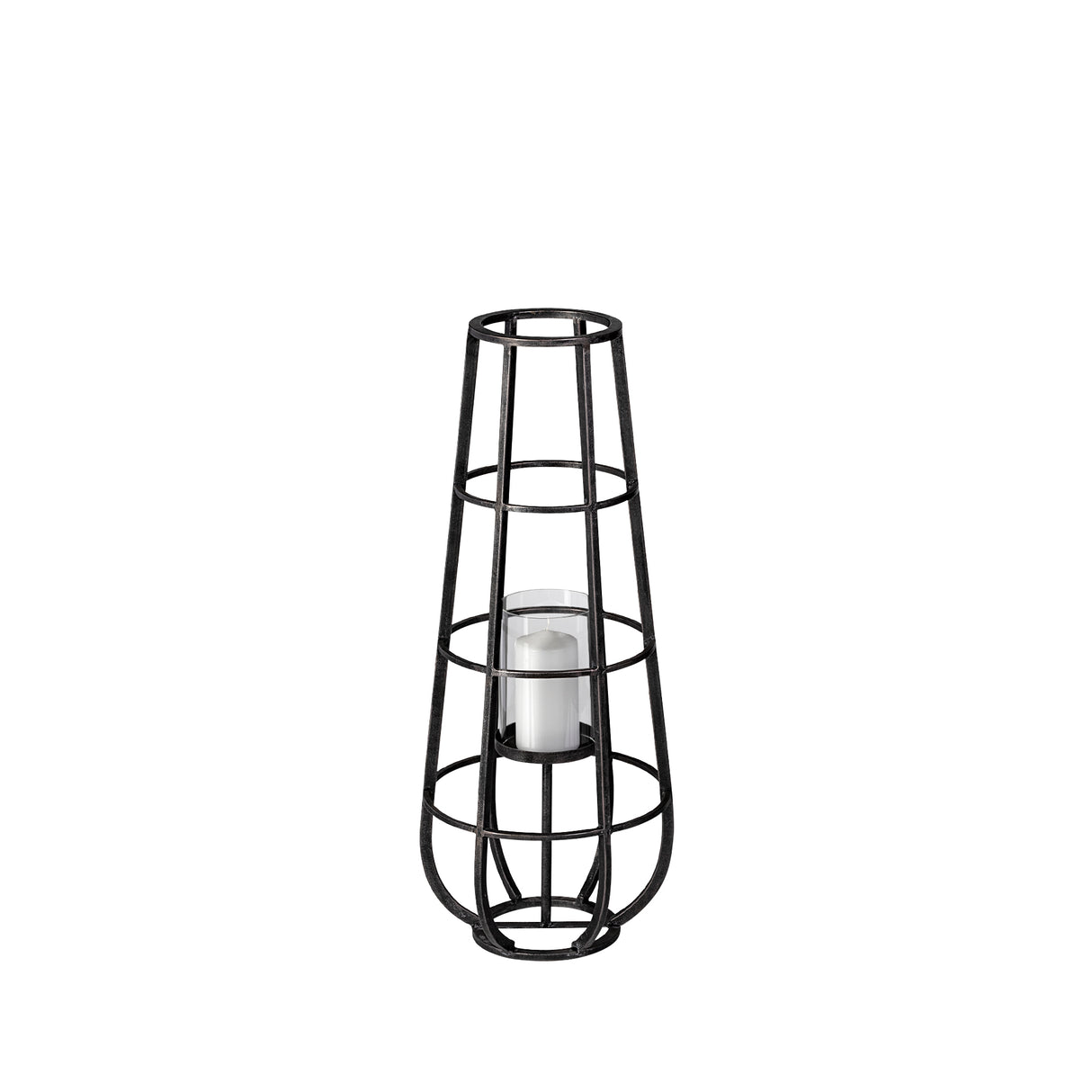 Bella Small Black Metal Cylindrical Cage Candle Holder Lantern from Mercana - Luna Furniture