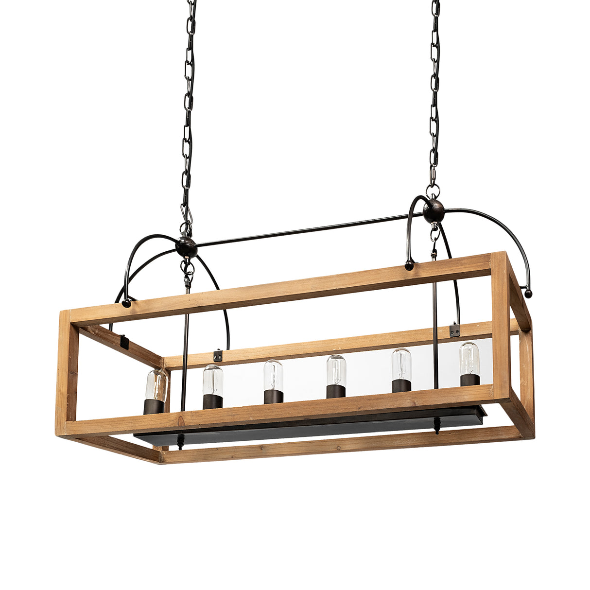 Josie (42"x14.5"x20") Natural Wood Chassis Six Light Chandelier from Mercana - Luna Furniture