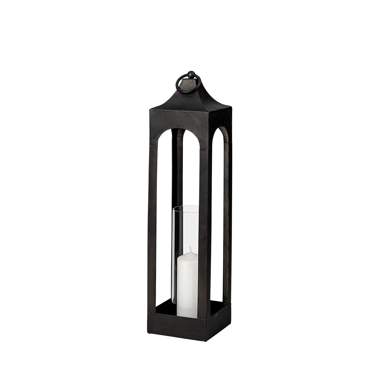 Ina Tall Charcoal Metal Candle Holder Lantern from Mercana - Luna Furniture