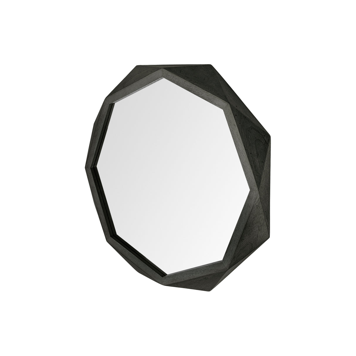 Aramis I 32" Octagon Black Wood Frame Wall Mirror from Mercana - Luna Furniture