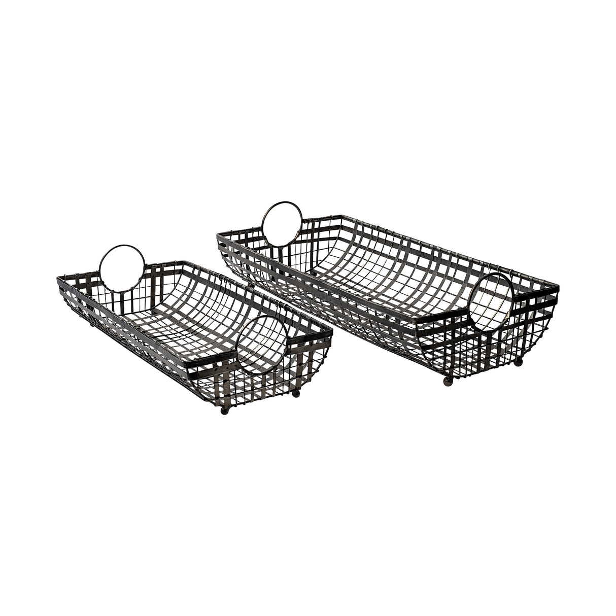 Kenneth (Set of 2) 24L x 12W Gray Metal Baskets from Mercana - Luna Furniture
