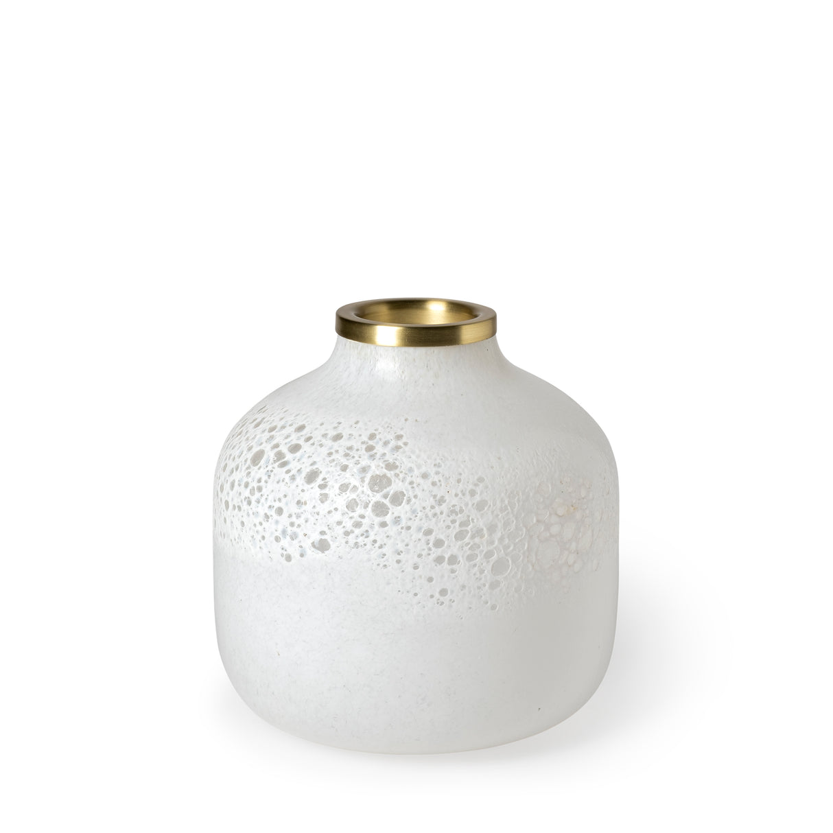 Pearl Short White Gold Rim Glass Vase from Mercana - Luna Furniture