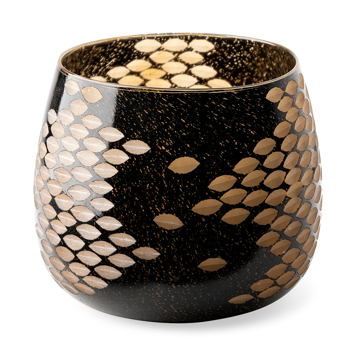 Mojave Large Black and Gold Detail Glass Vase from Mercana - Luna Furniture