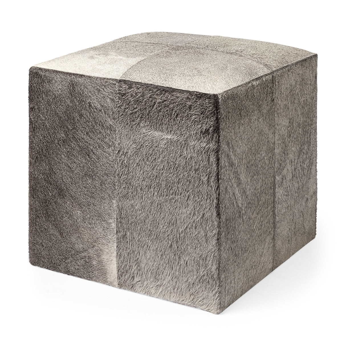 Zahavi I 20" Grey-toned hair-on-hide ottoman from Mercana - Luna Furniture