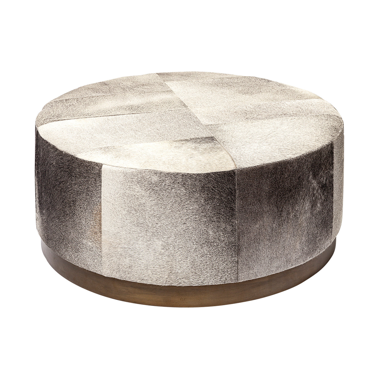 Zahavi 36" Gray Hair-On-hide W/Metal Base Ottoman from Mercana - Luna Furniture