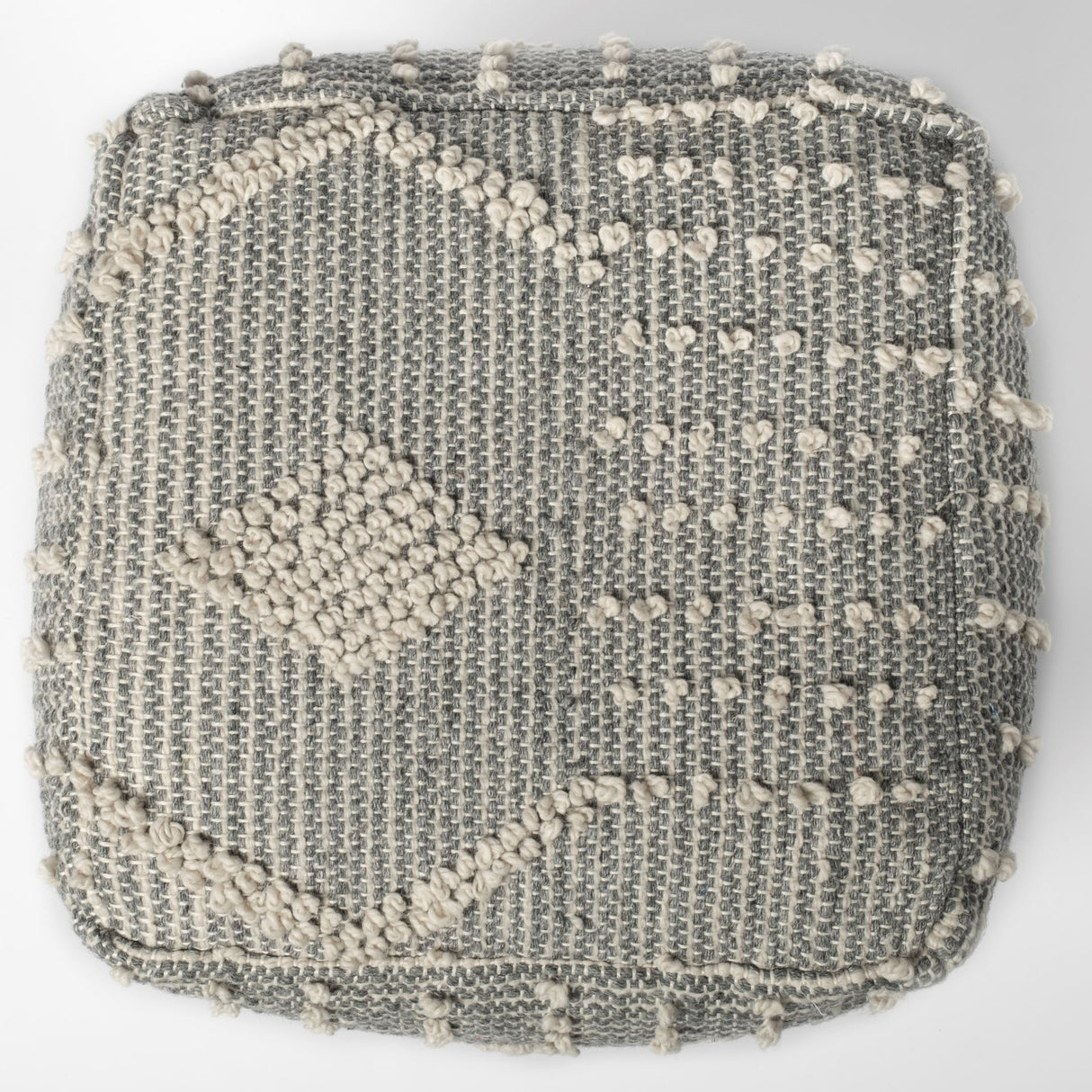 Brinket Gray/Cream Polyester Handwoven Square Pouf from Mercana - Luna Furniture