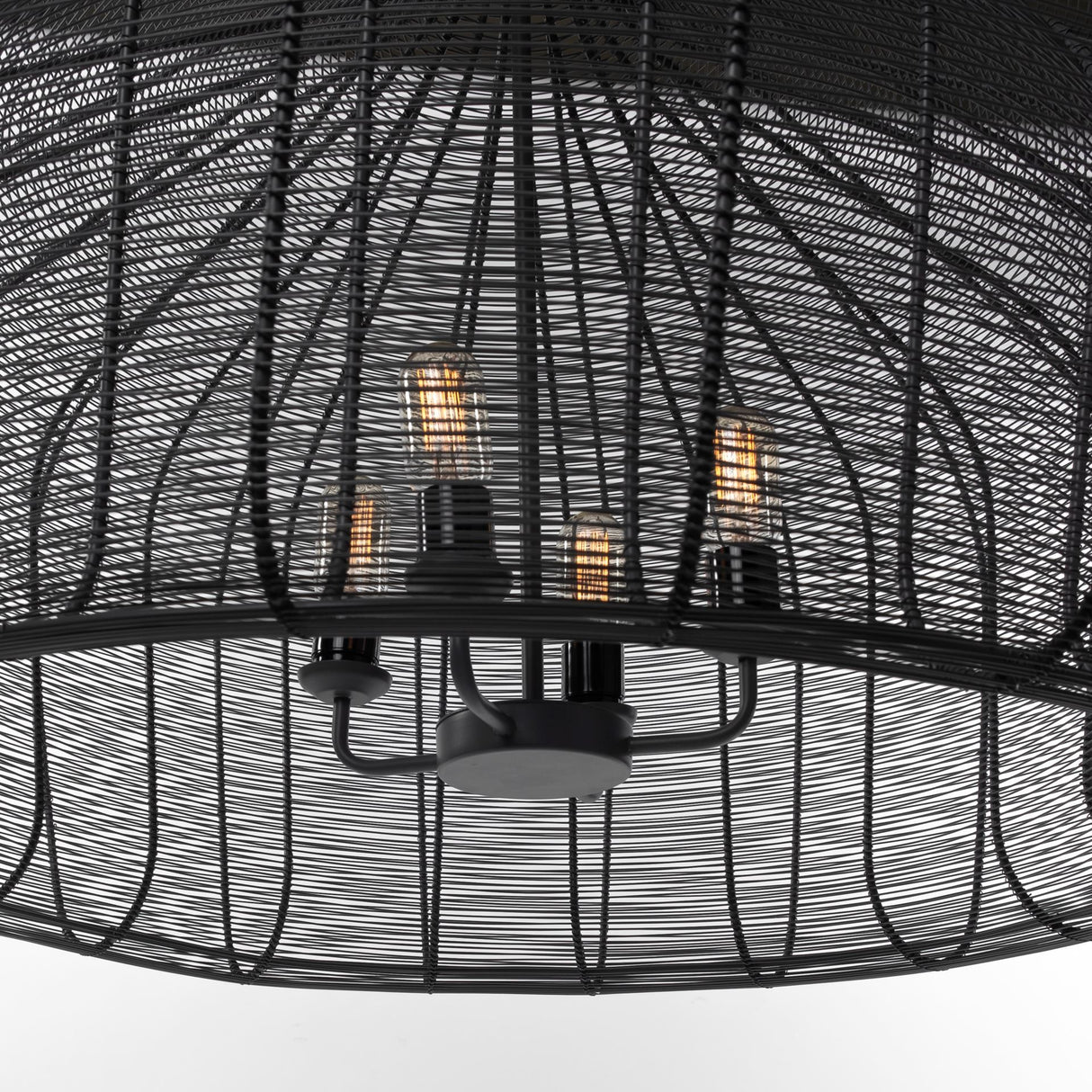 Camila (40"x31") Black Metal Mesh-Style Four Bulb Chandelier from Mercana - Luna Furniture