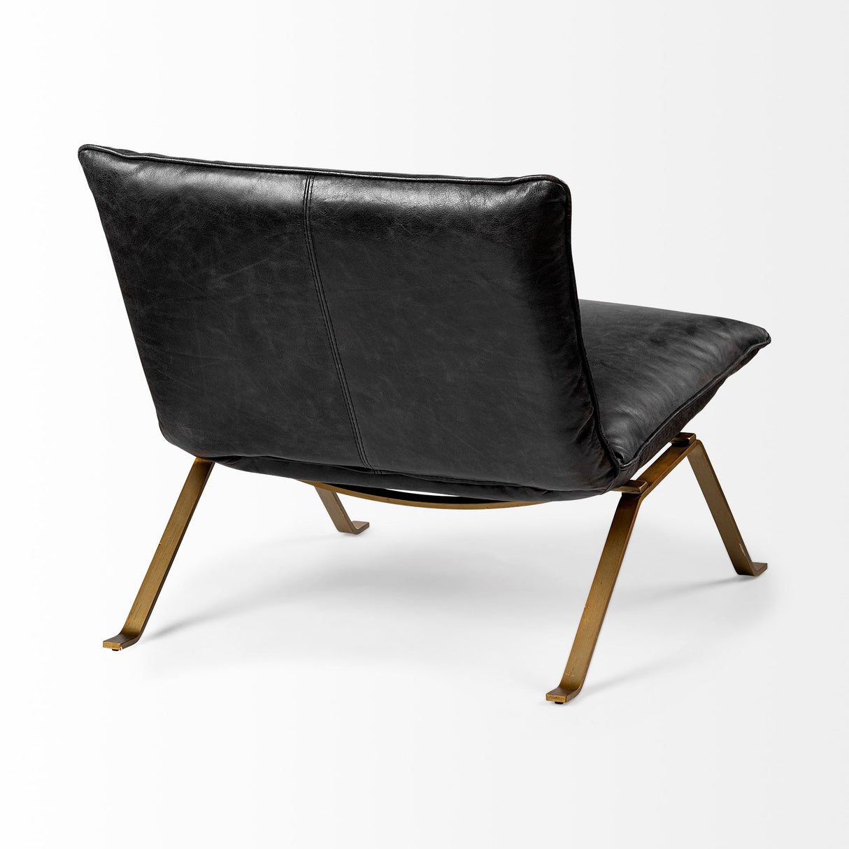 Flavelle II Black Leather Cushion Seat and Solid Iron Base Accent Chair from Mercana - Luna Furniture