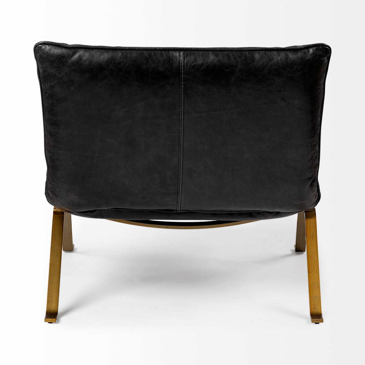 Flavelle II Black Leather Cushion Seat and Solid Iron Base Accent Chair from Mercana - Luna Furniture