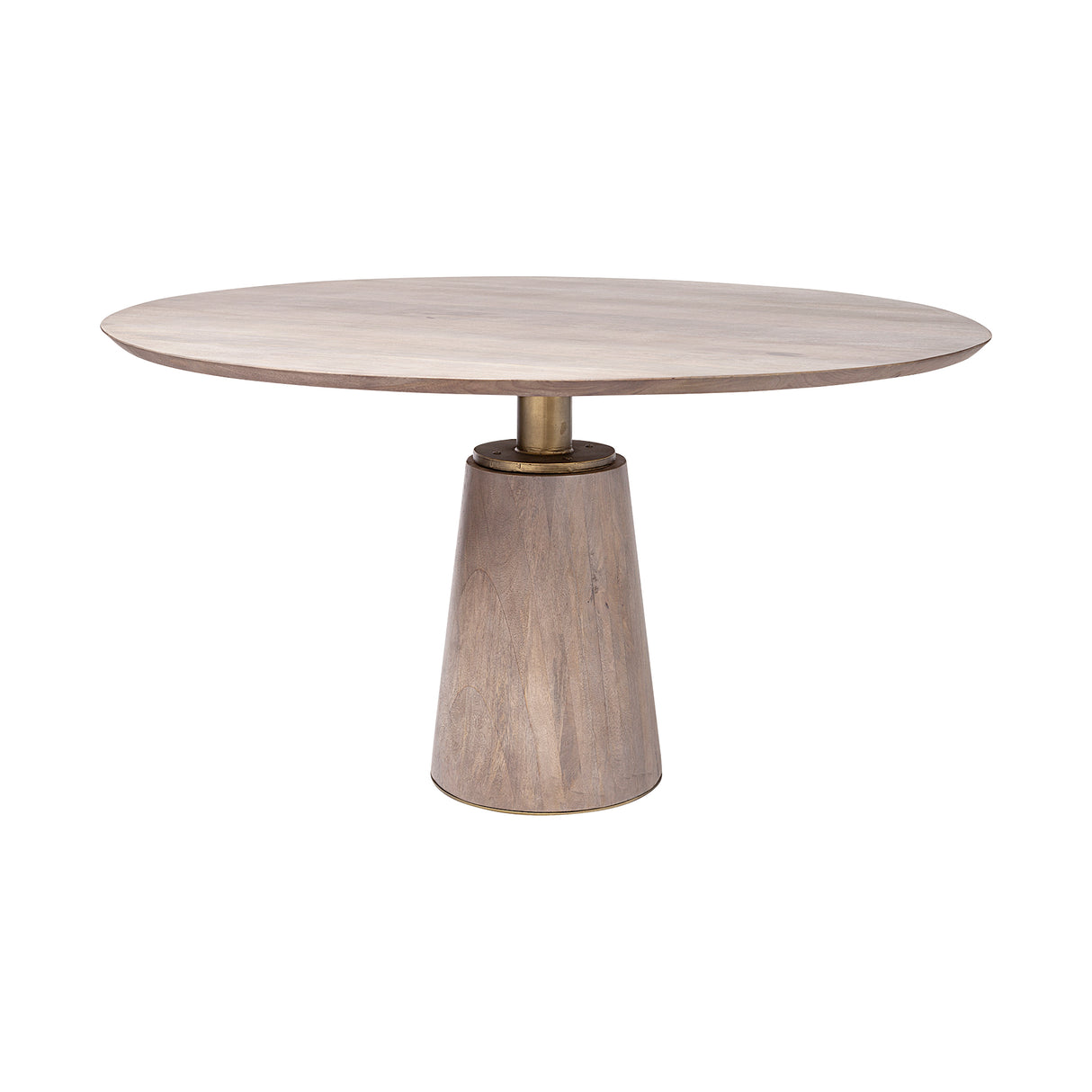 Maxwell II 54" Round Brown Solid Wood Top Brown Wood/Gold Metal Base Dining Table from Mercana - Luna Furniture