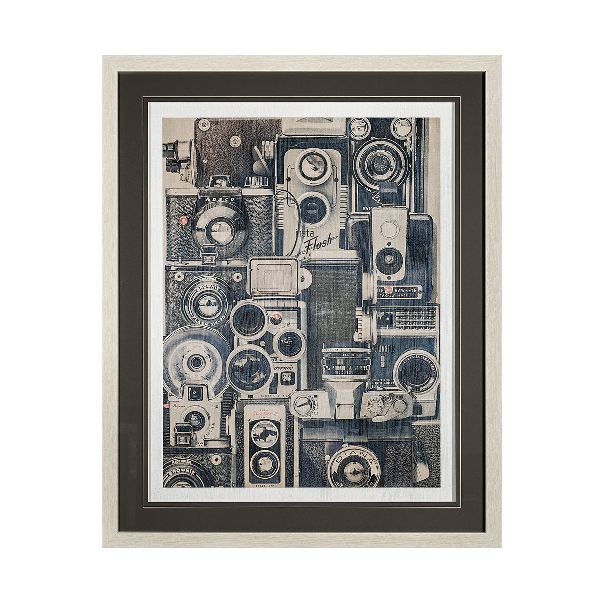 Vintage Cameras by Thomas Brown a Hand Embellished Textured Framed Art Print Matted under Glass from Mercana - Luna Furniture