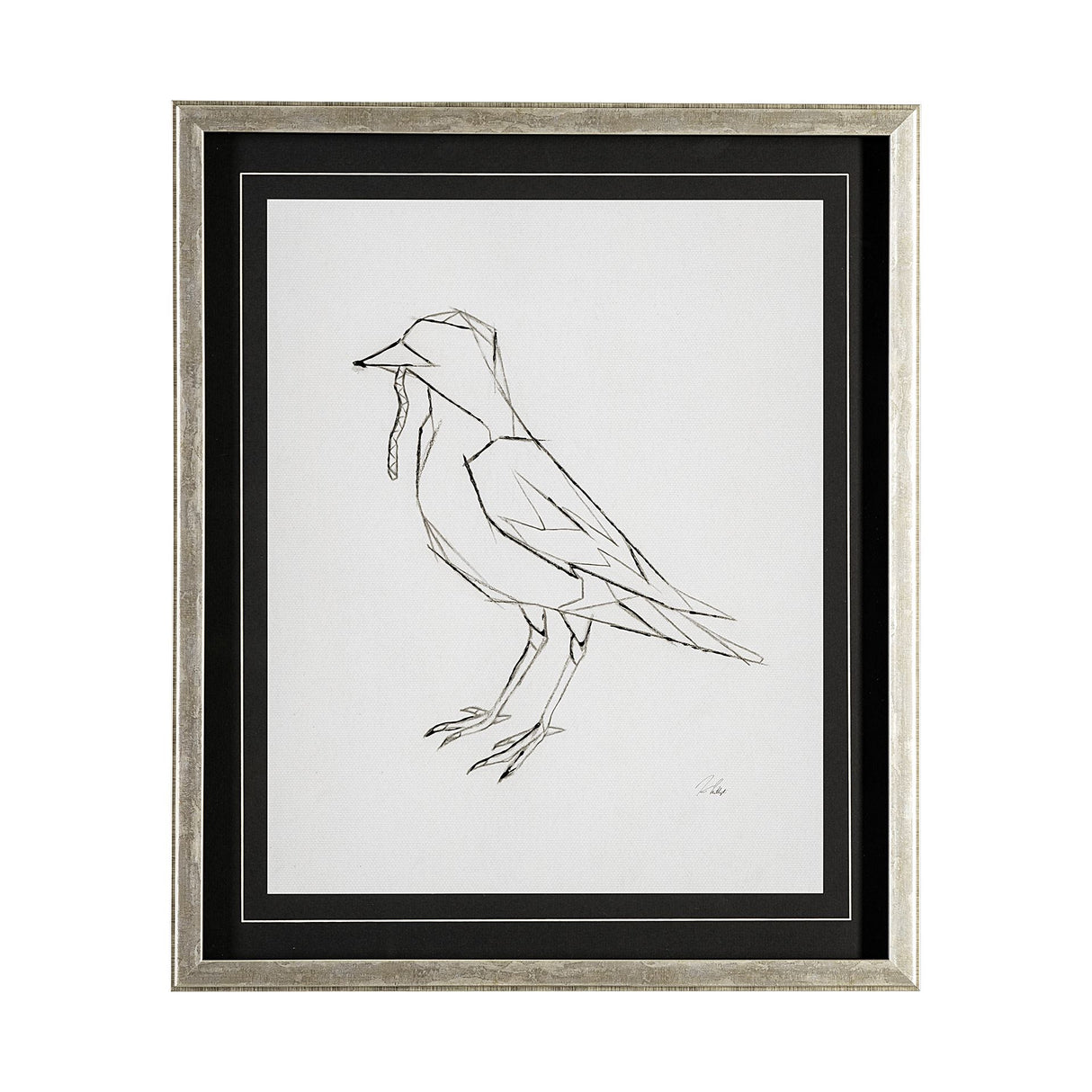 Geo Robin by Mercana Studio a Hand Embellished Textured Framed Art Print Matted under Glass from Mercana - Luna Furniture