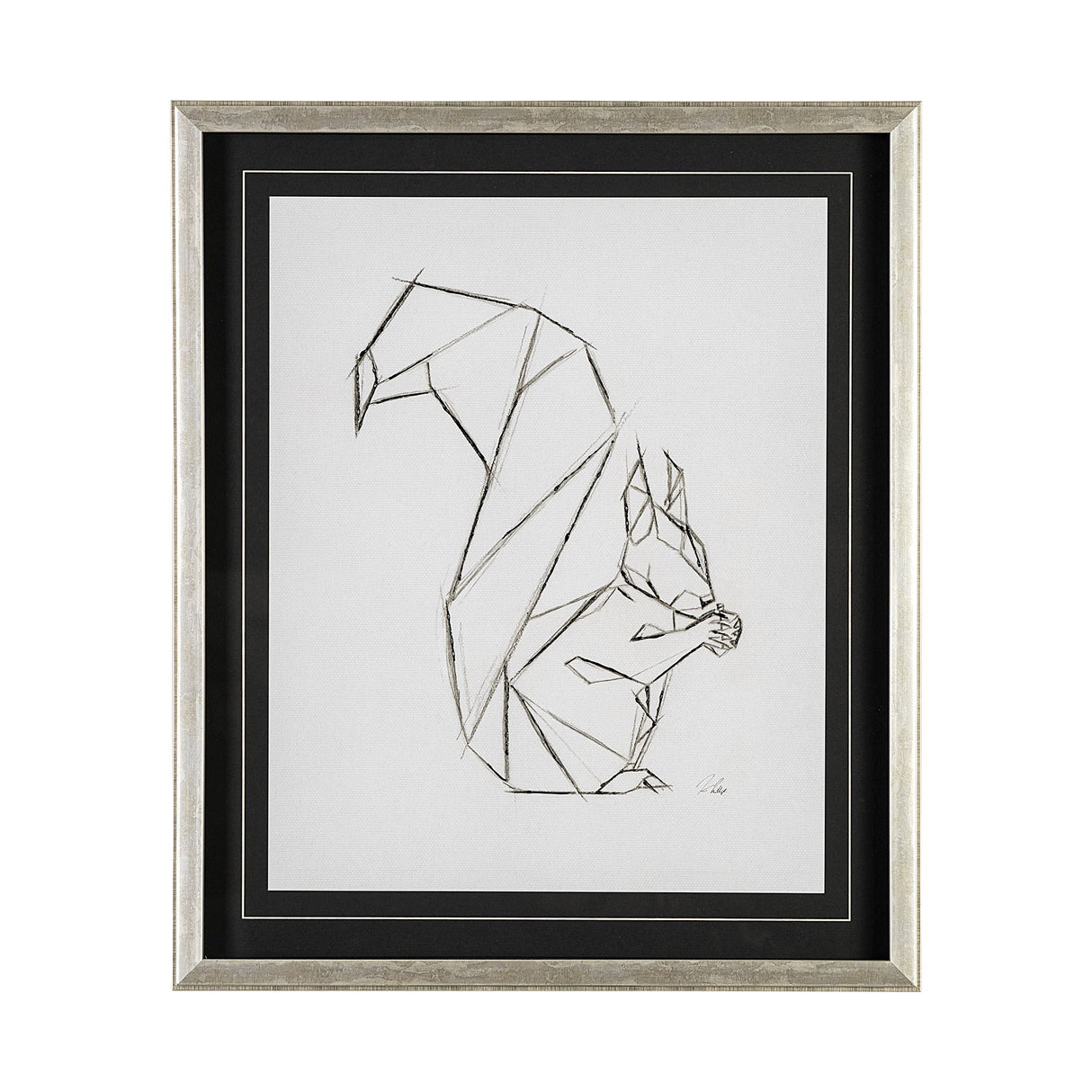 Geo Squirrrel by Mercana Studio a Hand Embellished Textured Framed Art Print Matted under Glass from Mercana - Luna Furniture