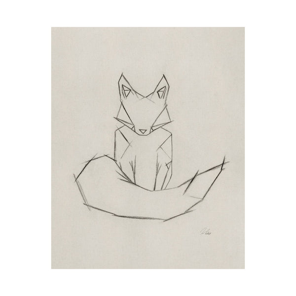 Geo Fox by Mercana Studio a Hand Embellished Textured Canvas