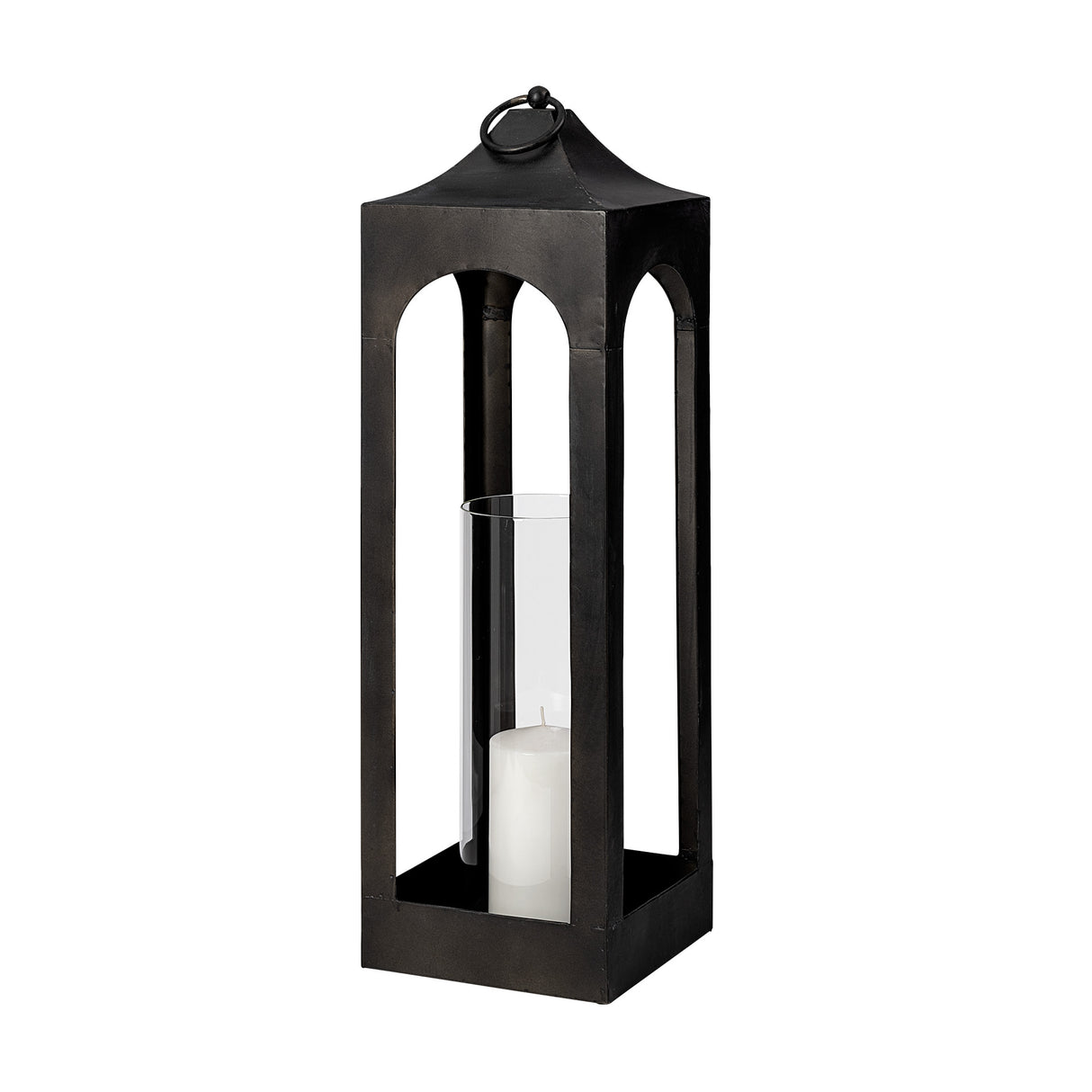 Ina Short Charcoal Metal Candle Holder Lantern from Mercana - Luna Furniture