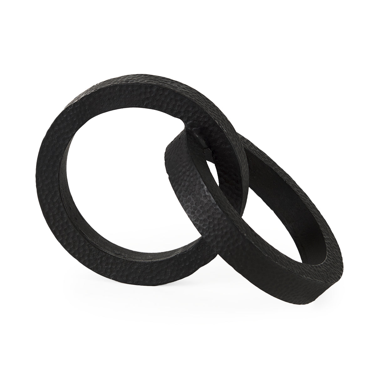 Rafiki Two Blackened Hammered Finish Metal Conjoined Circles from Mercana - Luna Furniture