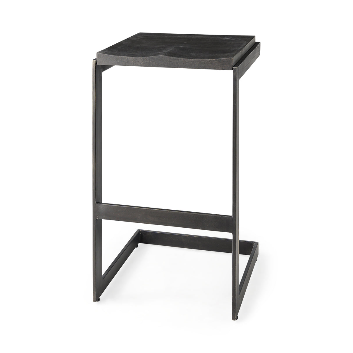 Kiran 17L x 17W x 30H Black Wood W/ Black Metal Base C-Shape Bar Stool from Mercana - Luna Furniture