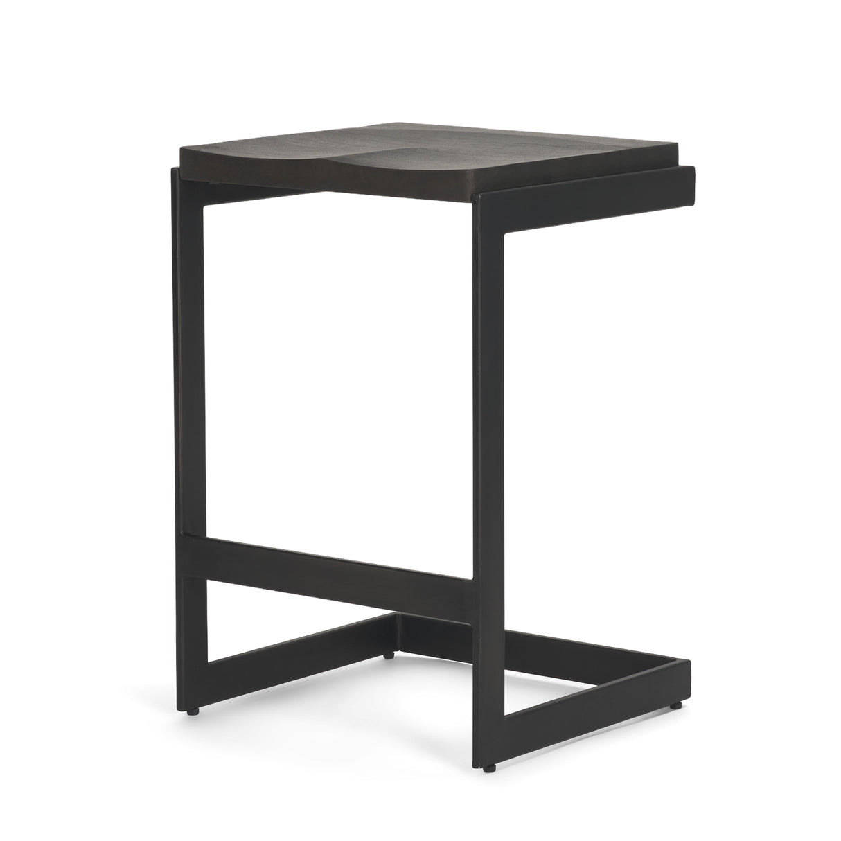 Kiran 17L x 17W x 26H Black Wood W/ Black Metal Base C-Shape Counter Stool from Mercana - Luna Furniture