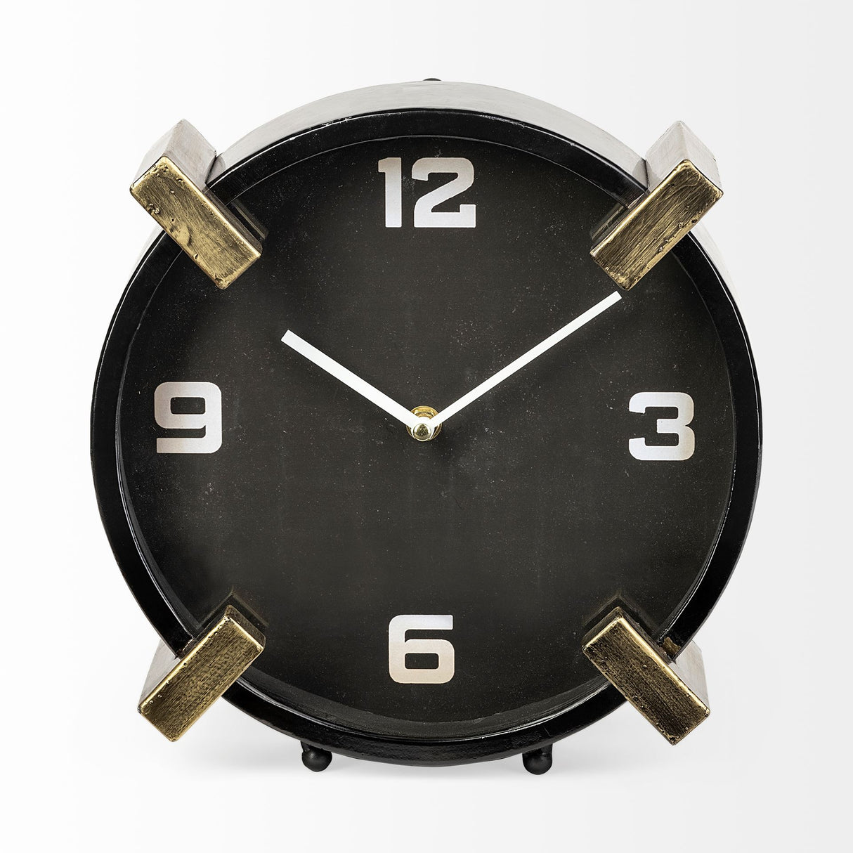 Agar Black Metal Round Table Clock from Mercana - Luna Furniture