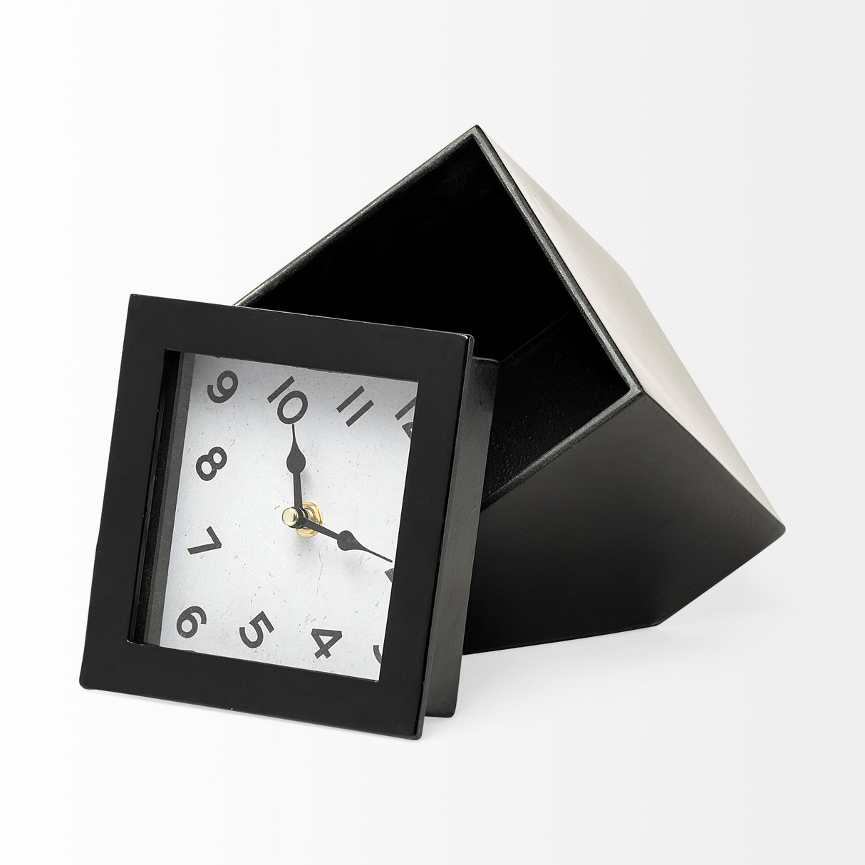 Ralph II Black Metal Cube Table Clock from Mercana - Luna Furniture