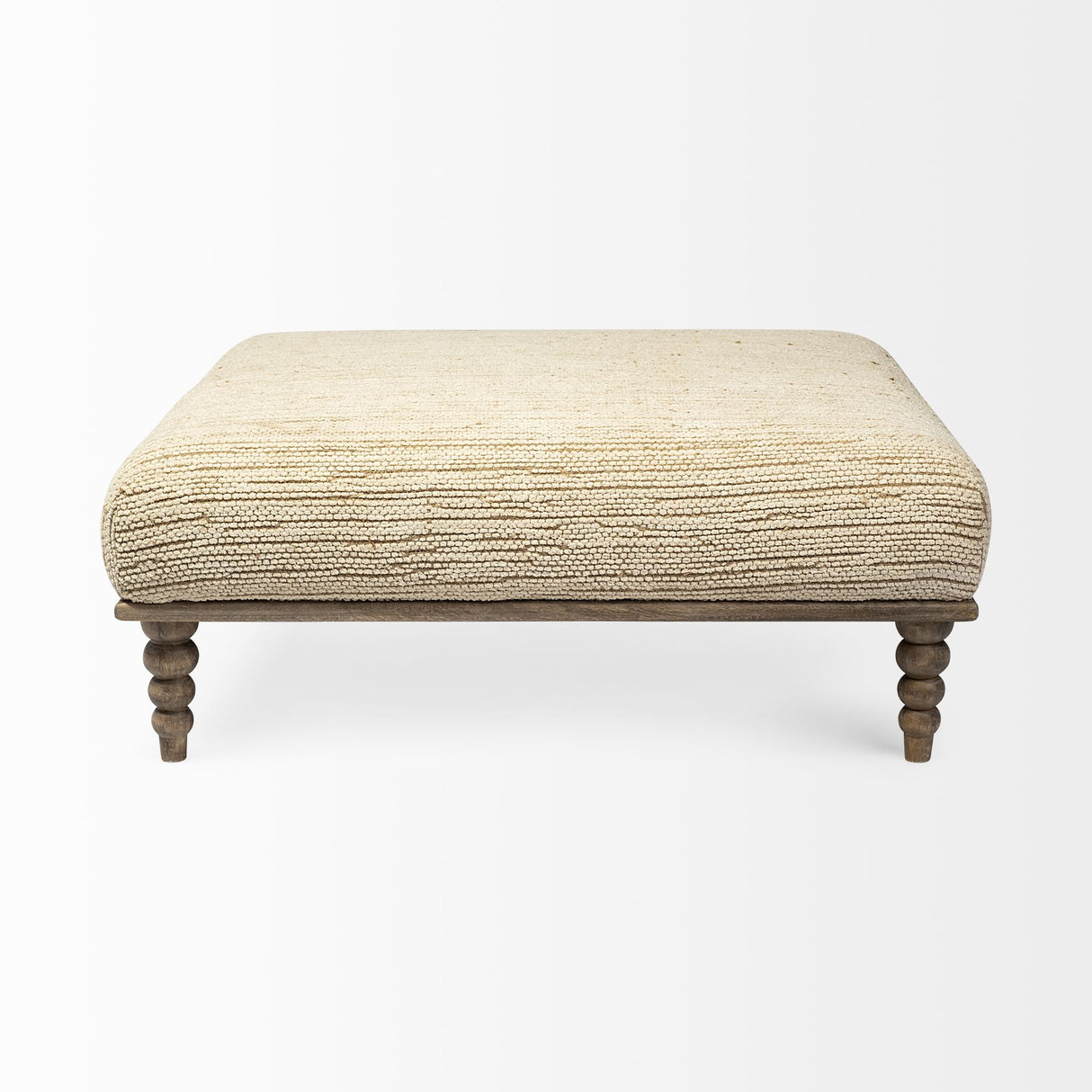 Alder I 42L x 42W Upholstered Cream Seat With Brown Wooden Base Accent Bench from Mercana - Luna Furniture