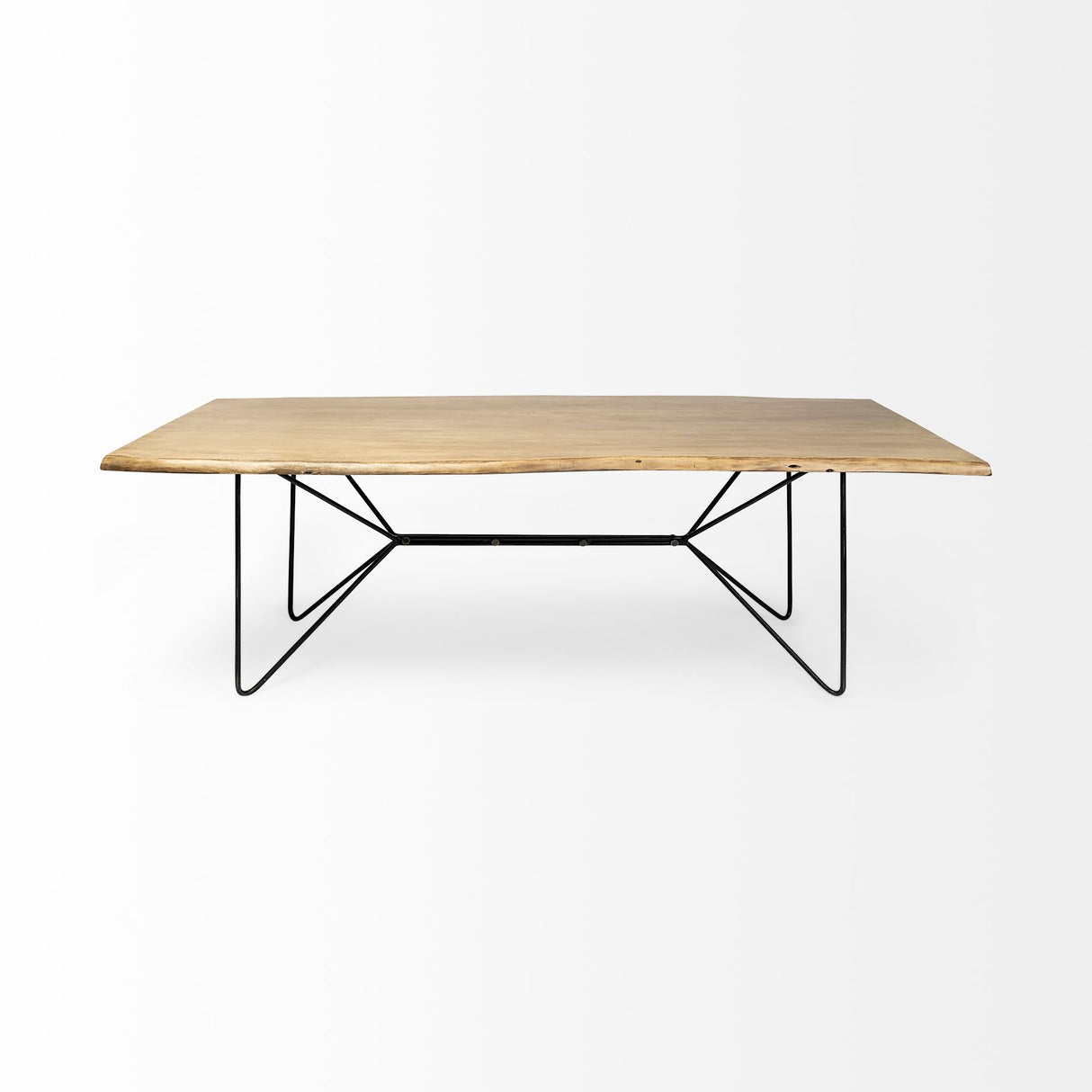 Papillion II 80x40 Rectangular Blonde Live Edge Sold Wood Top Black Metal Base Dining Table from Mercana - Luna Furniture