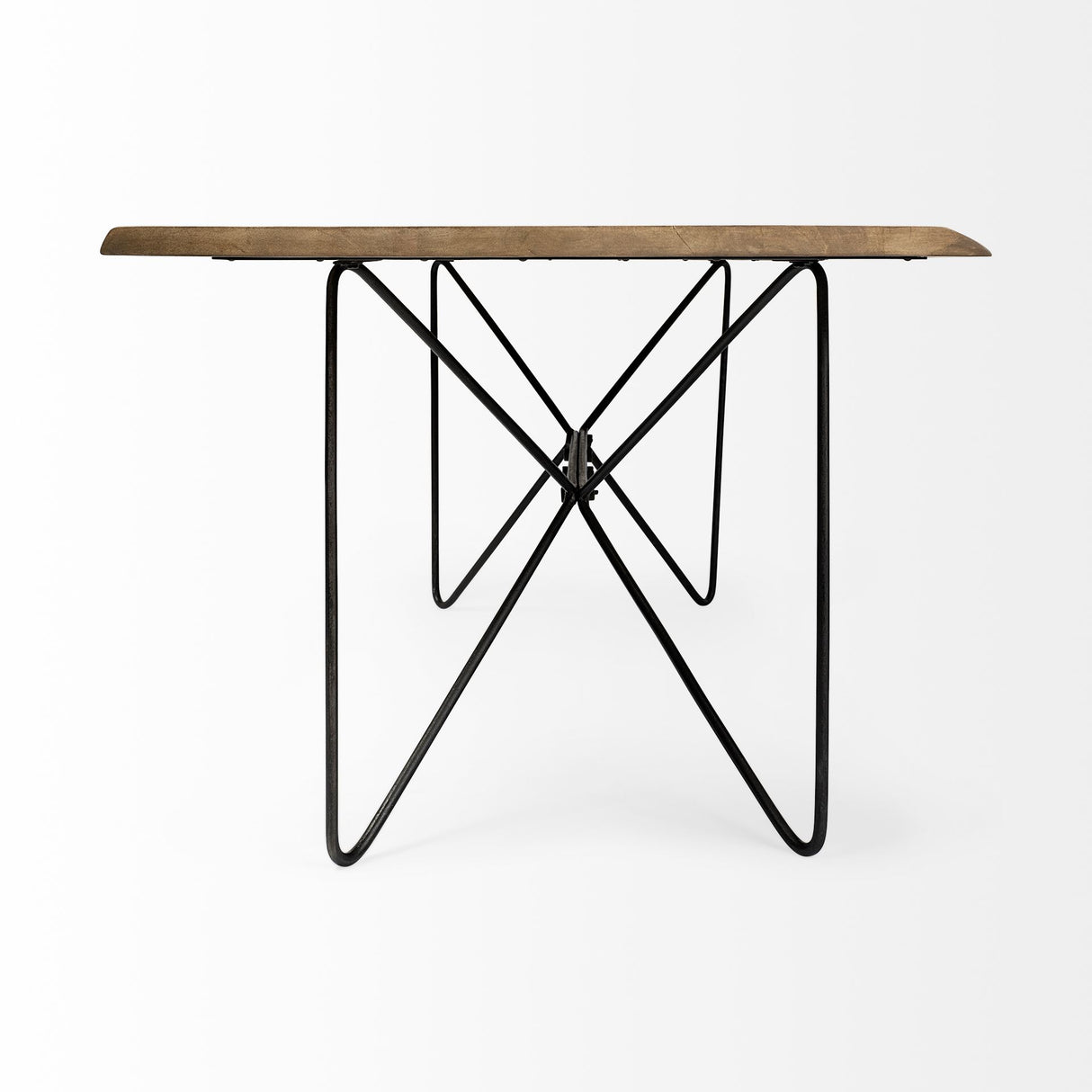 Papillion II 80x40 Rectangular Blonde Live Edge Sold Wood Top Black Metal Base Dining Table from Mercana - Luna Furniture