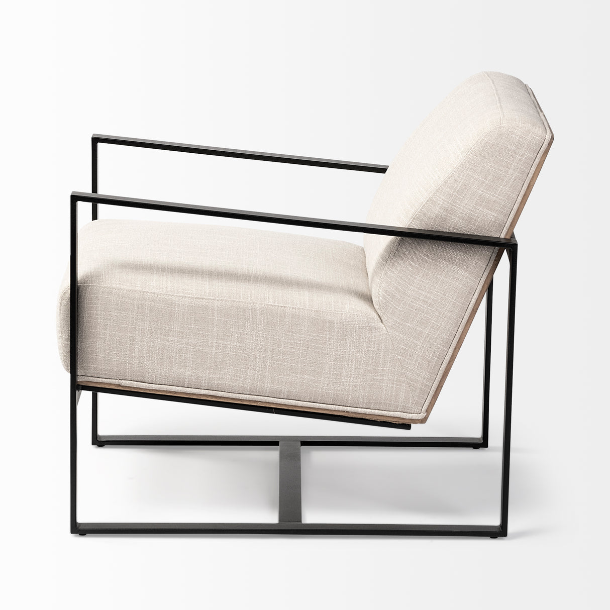 Stamford Light Beige Upholstered Seat w/ Wood Back, Metal Frame Accent Chair from Mercana - Luna Furniture