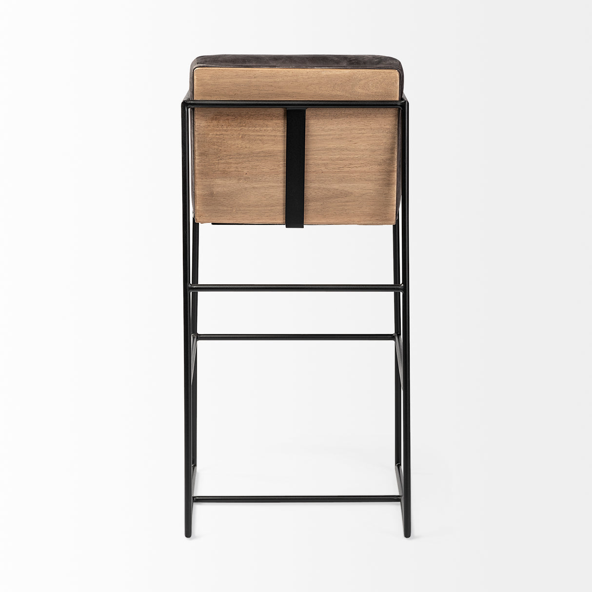 Stamford 40" Total Height Black Leather Seat w/ Wood Back, Metal Frame Bar Stool from Mercana - Luna Furniture