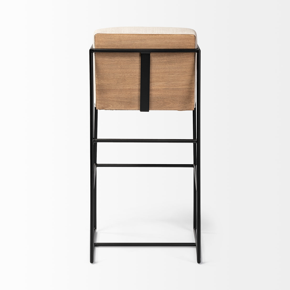 Stamford 40" Total Height Light Beige Upholstered Seat w/ Wood Back, Metal Frame Bar Stool from Mercana - Luna Furniture