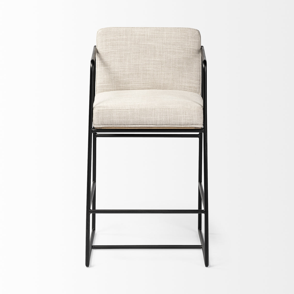 Stamford 36" Total Height Light Beige Upholstered Seat w/ Wood Back, Metal Frame Counter Stool from Mercana - Luna Furniture