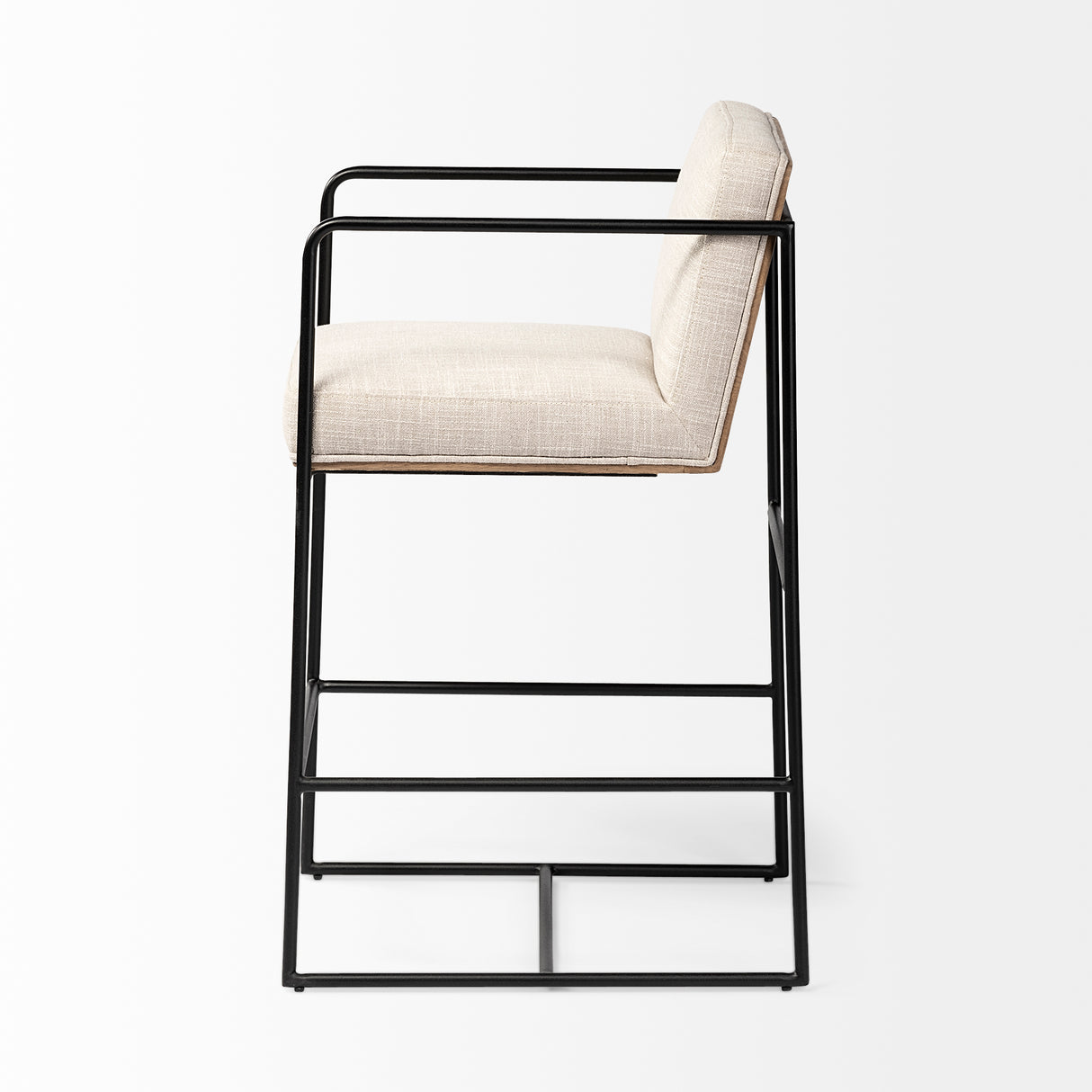 Stamford 36" Total Height Light Beige Upholstered Seat w/ Wood Back, Metal Frame Counter Stool from Mercana - Luna Furniture