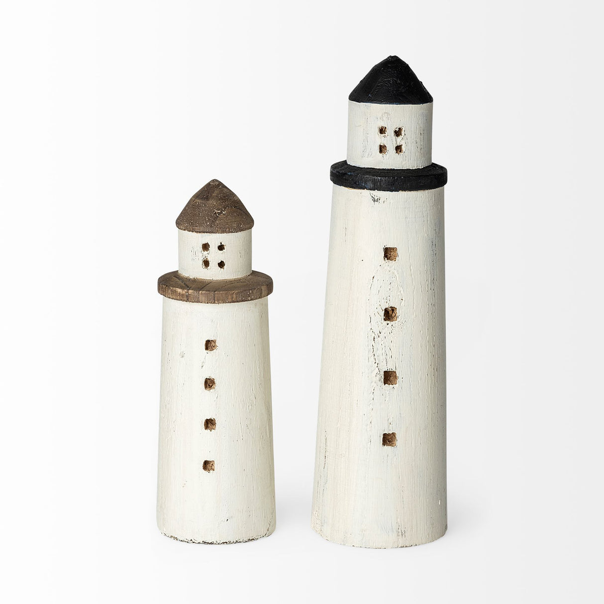Abner (Large) 4L x 4W White Wooden Coastal Lighthouse from Mercana - Luna Furniture